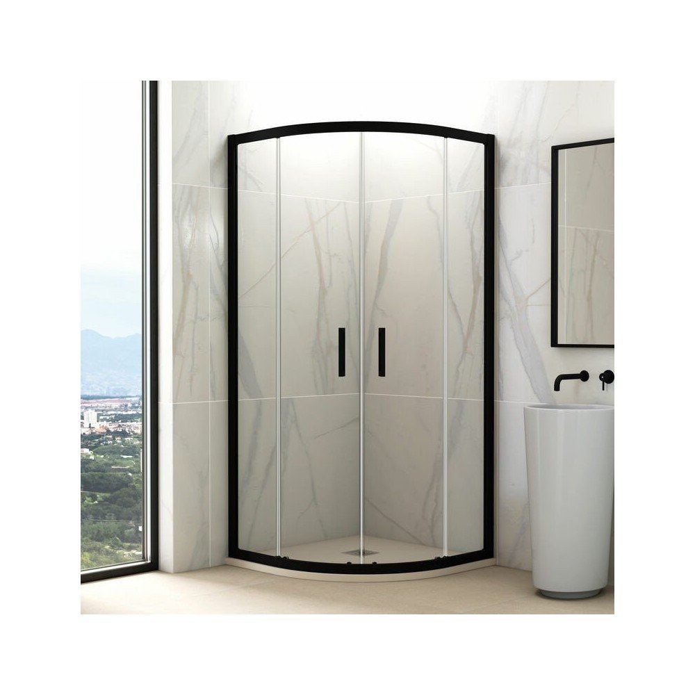 Mampara semicircular 2 fijos y 2 puertas correderas Titan