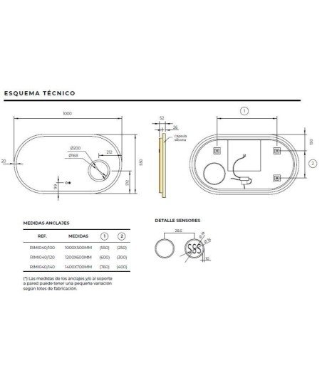 Espejo led y aumento ovalado Ledimex Rimini
