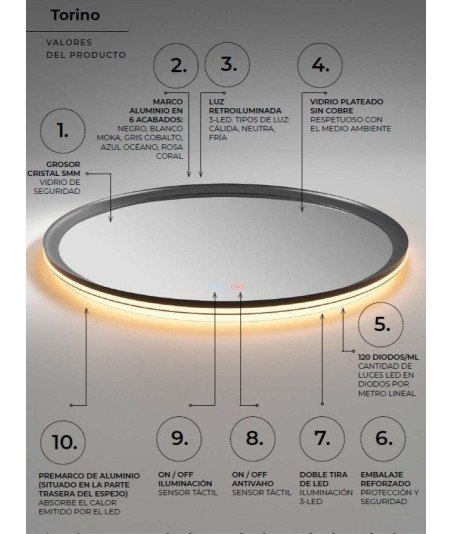 Espejo led redondo Ledimex Torino