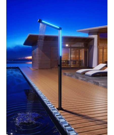 Ducha de piscina negro mate Sense led light
