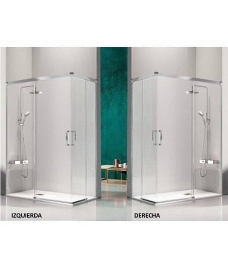 Mampara de ducha oro cepillado angular corredera Glasé