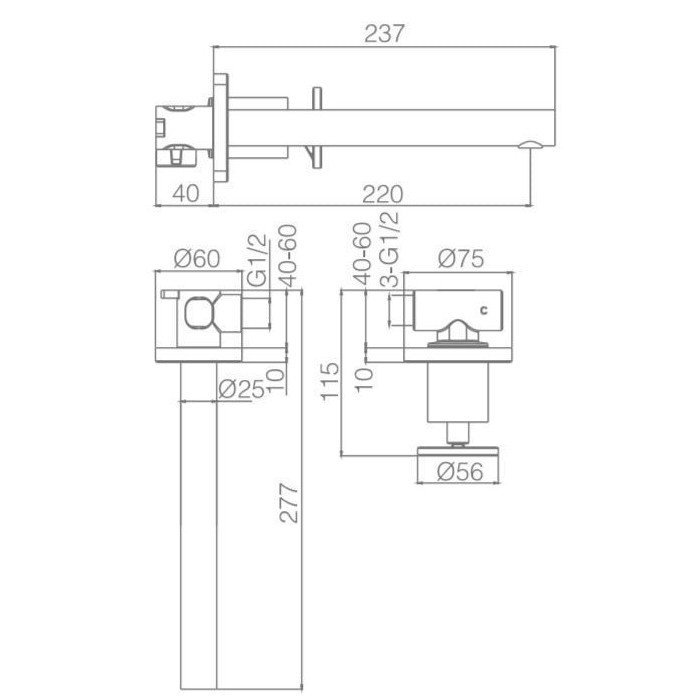 Grifo negro empotrado de lavabo Olimpo IMEX
