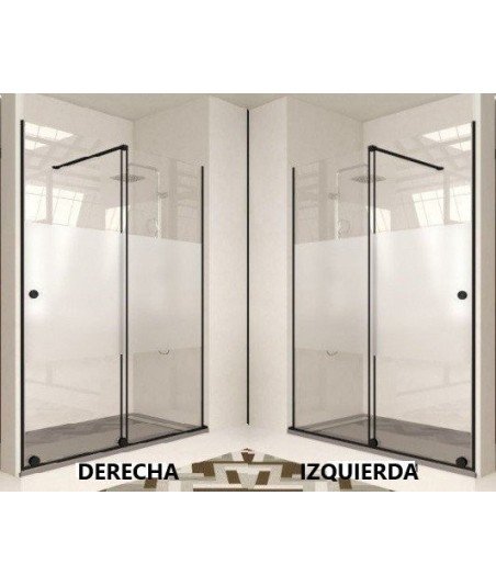 Mampara de ducha corredera en negro mate sin perfiles ✅ Modelo Bron