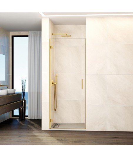 Mampara de ducha 1 puerta abatible bisagras oro cepillado Glass
