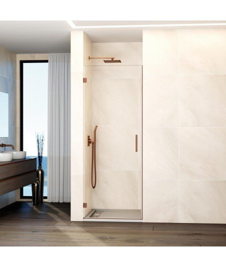 Mampara de 1 puerta abatible bisagras pared cobre Glass