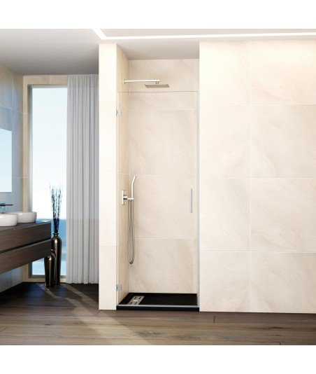 Mampara de 1 puerta abatible bisagras pared níquel Glass