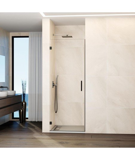 Mampara de 1 puerta abatible bisagras pared titanio Glass