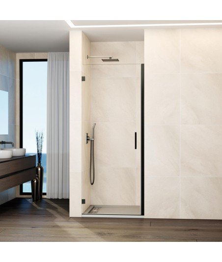 Mampara de 1 puerta abatible bisagras pared titanio Glass