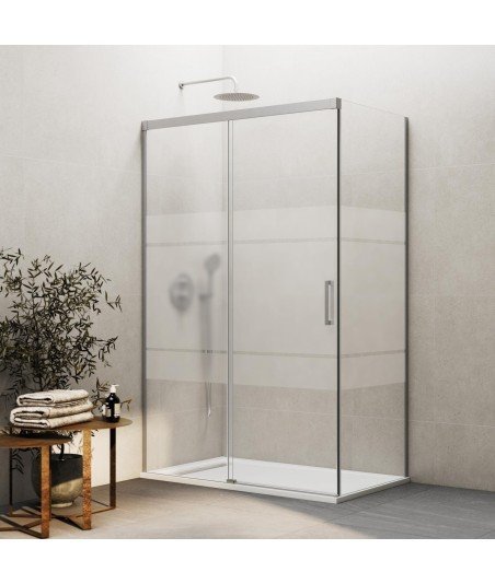Mampara de ducha rectangular en níquel Basic