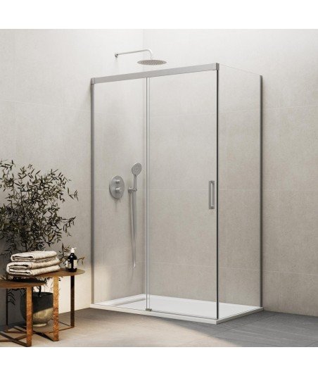 Mampara de ducha rectangular en níquel Basic