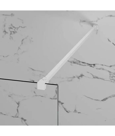 Mampara rectangular blanca abatible más lateral fijo bisagras Glass