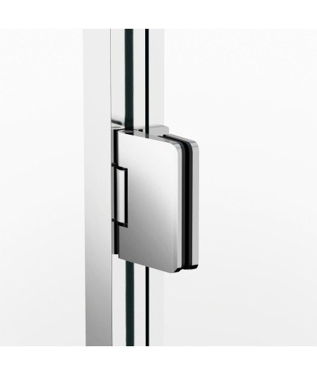 Mampara rectangular fijo y abatible con bisagras más lateral fijo Glass