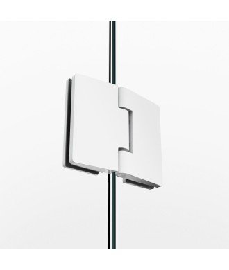 Mampara de ducha blanca 1 fijo + 1 abatible con cierre perfil Glass