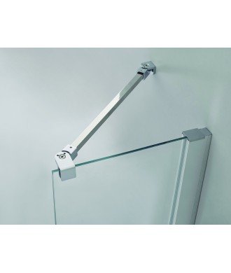 Mampara de ducha blanca 1 fijo + 1 abatible con cierre perfil Glass