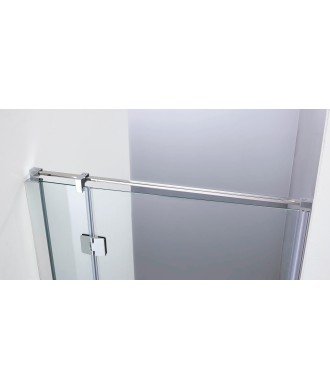 Mampara de ducha blanca 1 fijo + 1 abatible con cierre perfil Glass