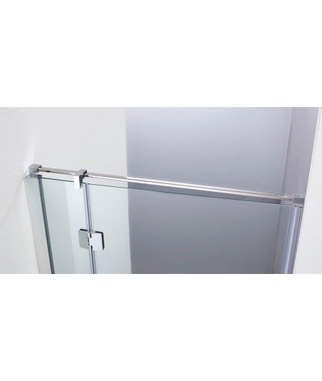 Mampara de ducha blanca 1 fijo + 1 abatible con cierre perfil Glass
