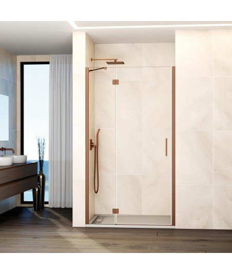 Mampara de ducha cobre 1 fijo + 1 abatible con cierre perfil Glass