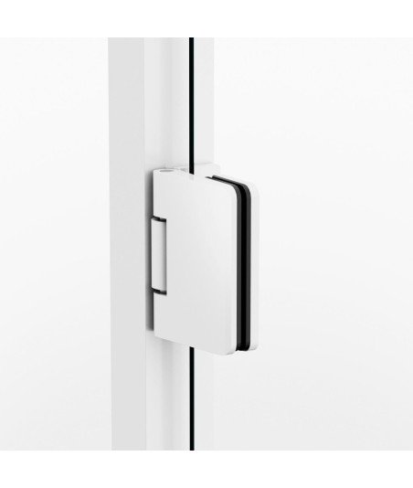 Mampara de ducha blanca con 2 puertas abatibles con bisagras Glass