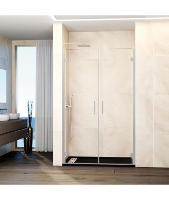 Mampara de ducha níquel 2 puertas abatibles con bisagras Glass