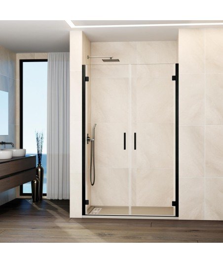 Mampara de ducha titanio 2 puertas abatibles con bisagras Glass