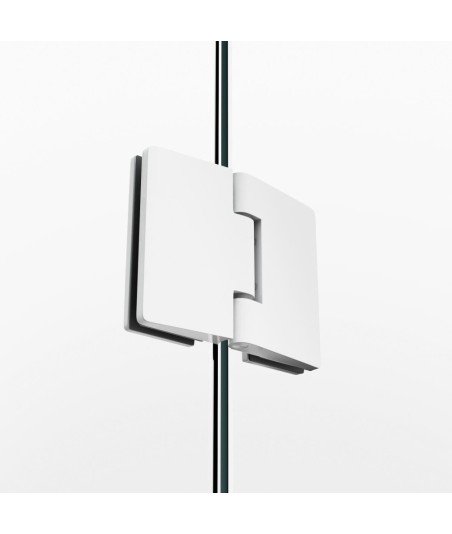 Mampara de ducha blanca angular 2 fijos y 2 abatibles Glass