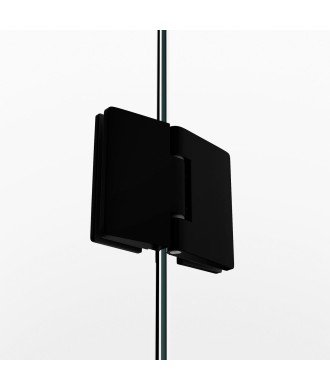 Mampara de ducha negra angular 2 fijos y 2 abatibles Glass