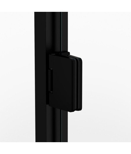 Mampara de ducha angular negra 2 puertas abatibles bisagras Glass