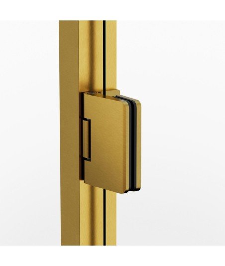 Mampara de ducha angular oro 2 puertas abatibles bisagras Glass