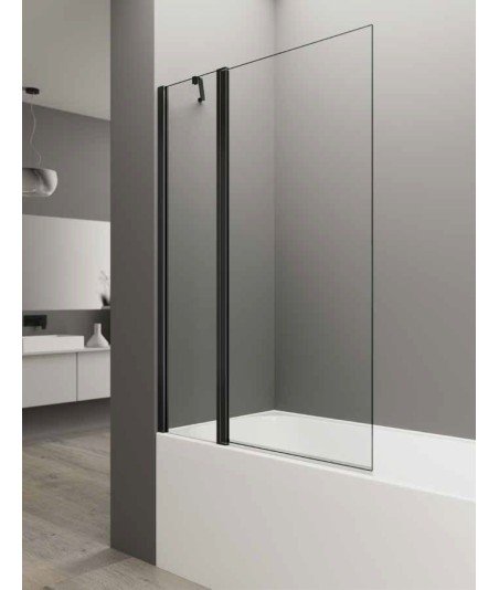 Mampara de bañera negra 1 fijo + 1 puerta abatible Open