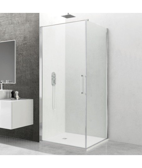 Mampara rectangular 1 puerta abatible | más un lateral fijo Open