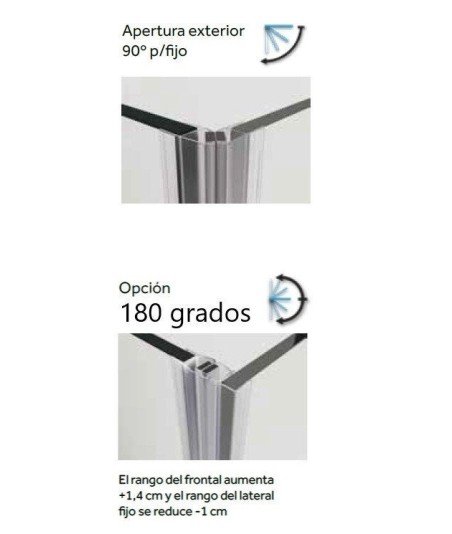 Mampara rectangular 1 puerta abatible | más un lateral fijo Open