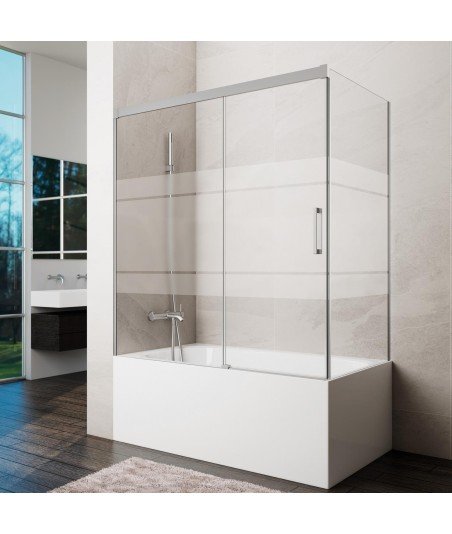 Mampara de bañera níquel rectangular corredera Basic