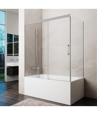 Mampara de bañera níquel rectangular corredera Basic