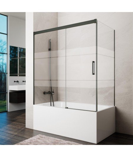 Mampara de bañera titanio rectangular corredera Basic