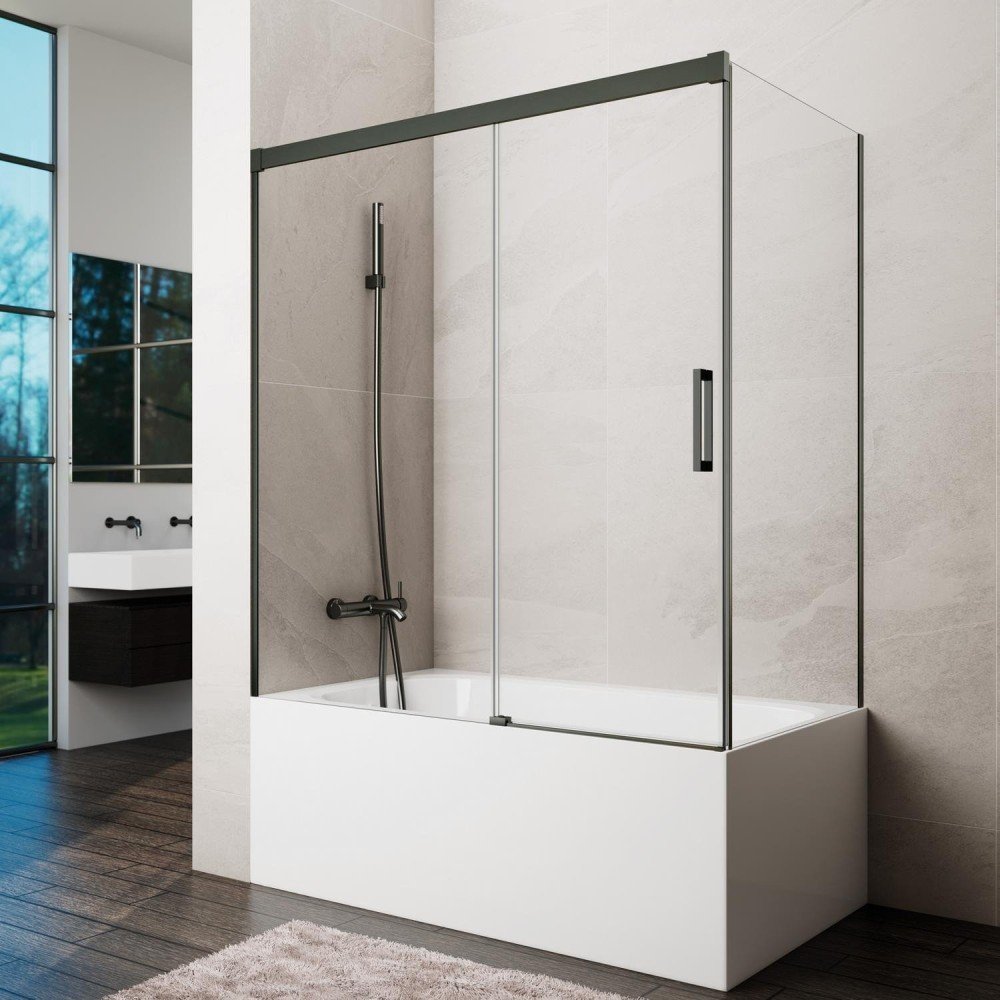 Mampara de bañera titanio rectangular corredera Basic