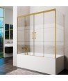 Mampara de bañera oro cepillado rectangular 3 fijos + 2 correderas Basic