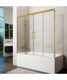 Mampara de bañera oro cepillado rectangular 3 fijos + 2 correderas Basic