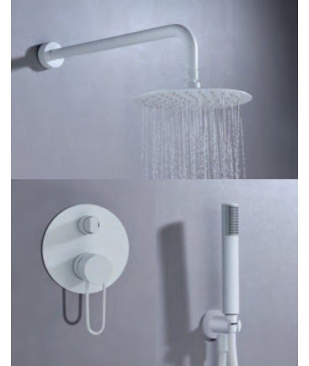 Ducha blanca empotrada pared Milos IMEX