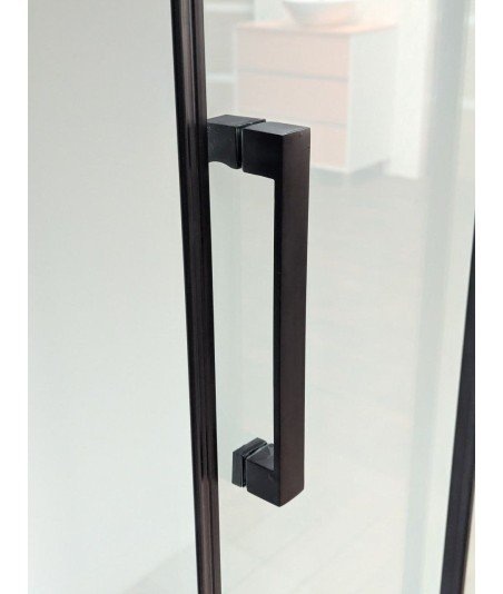 Mampara rectangular negra frontal + lateral fijo | Modelo Treban