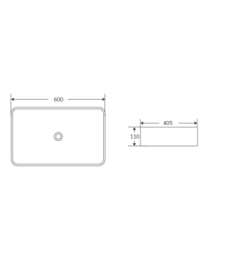 Lavabo sobre encimera de cerámica blanco brillo QTRO 60