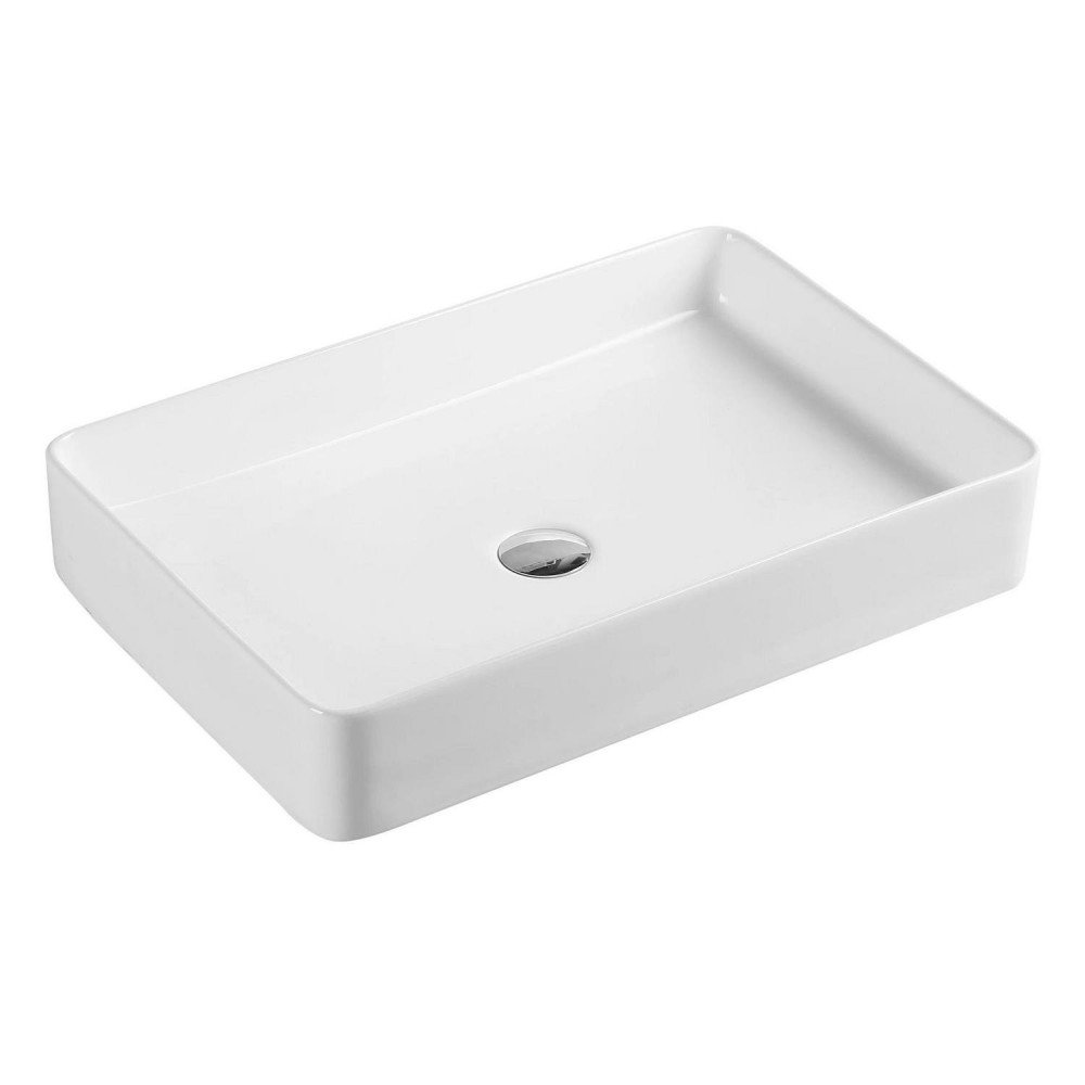 Lavabo sobre encimera de cerámica blanco brillo QTRO 60