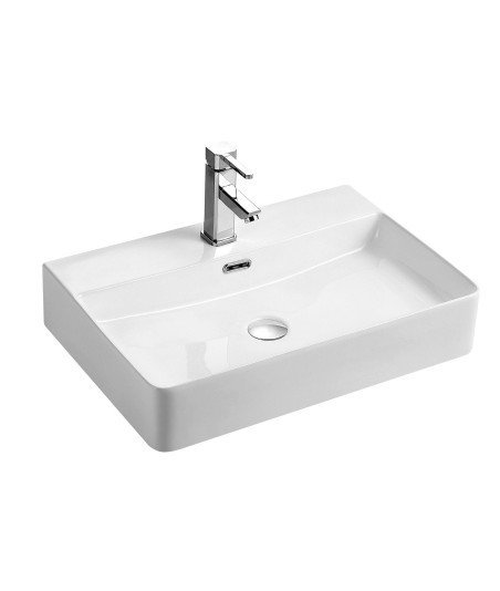Lavabo sobre encimera de cerámica blanco brillo Vento 60