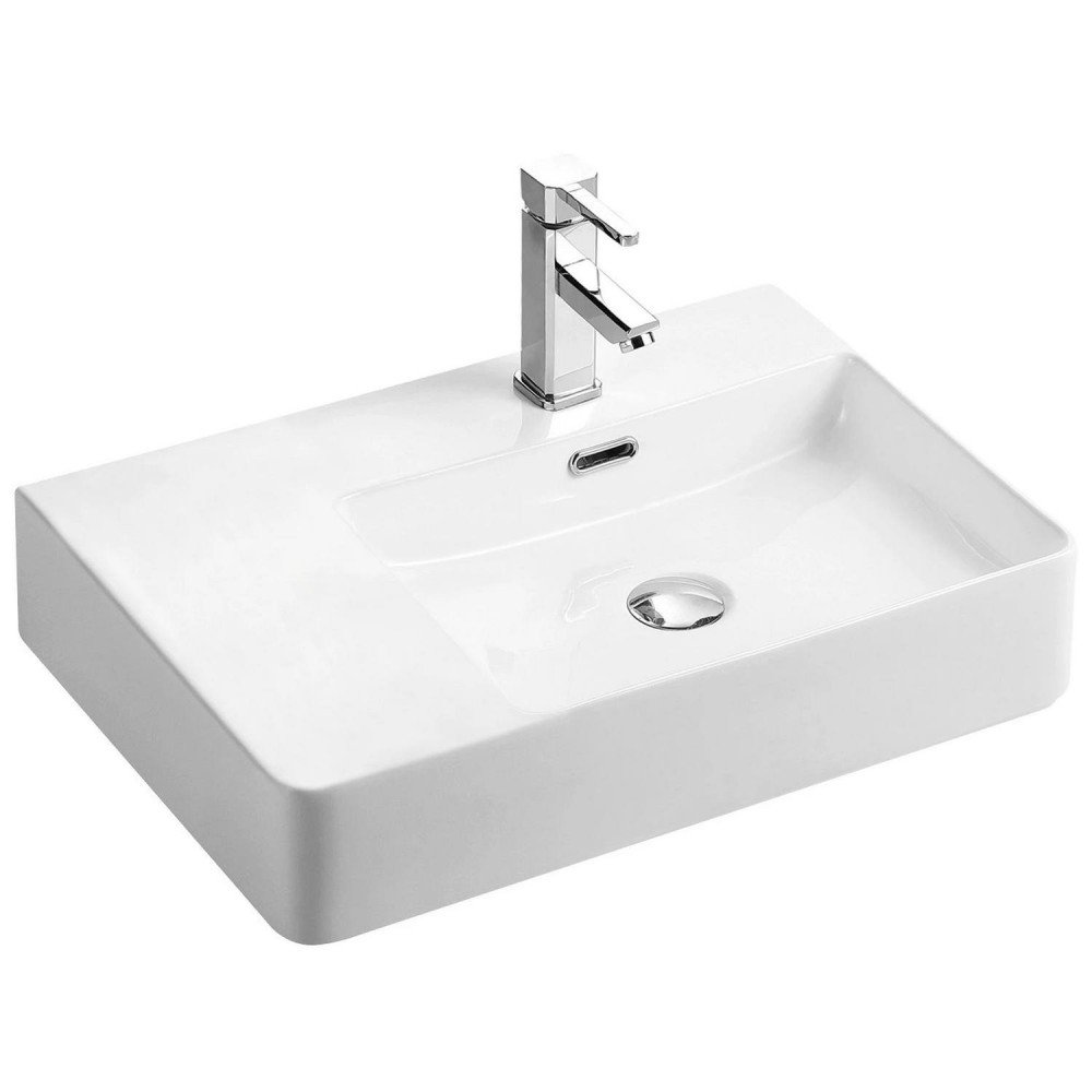 Lavabo sobre encimera de cerámica blanco brillo Vento 60 ML
