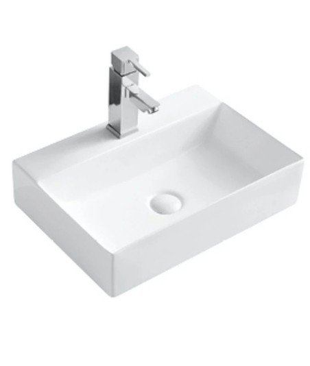 Lavabo sobre encimera de cerámica blanco brillo Kube 46 M
