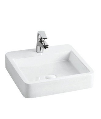 Lavabo sobre encimera de cerámica blanco brillo Kube 50 M