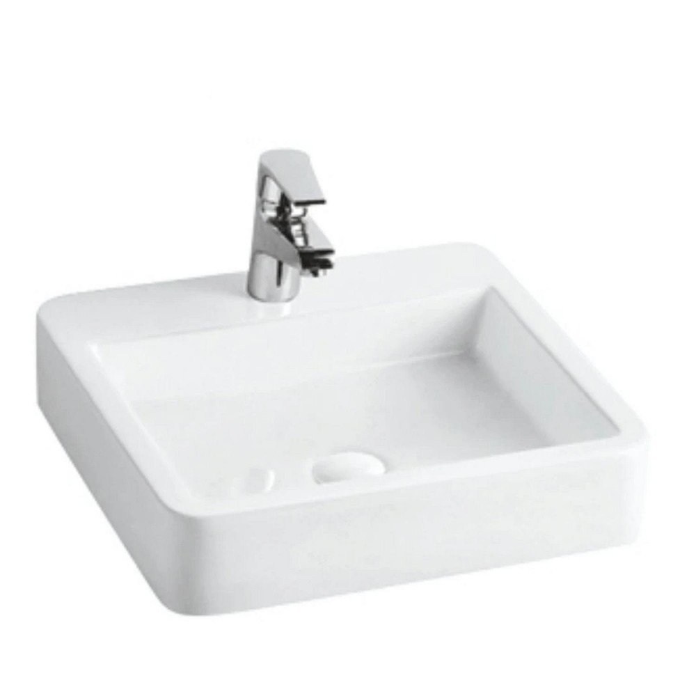 Lavabo sobre encimera de cerámica blanco brillo Kube 50 M