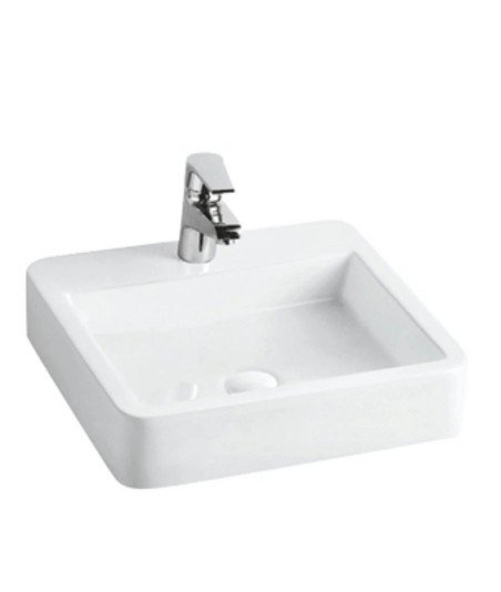Lavabo sobre encimera de cerámica blanco brillo Kube 50 M