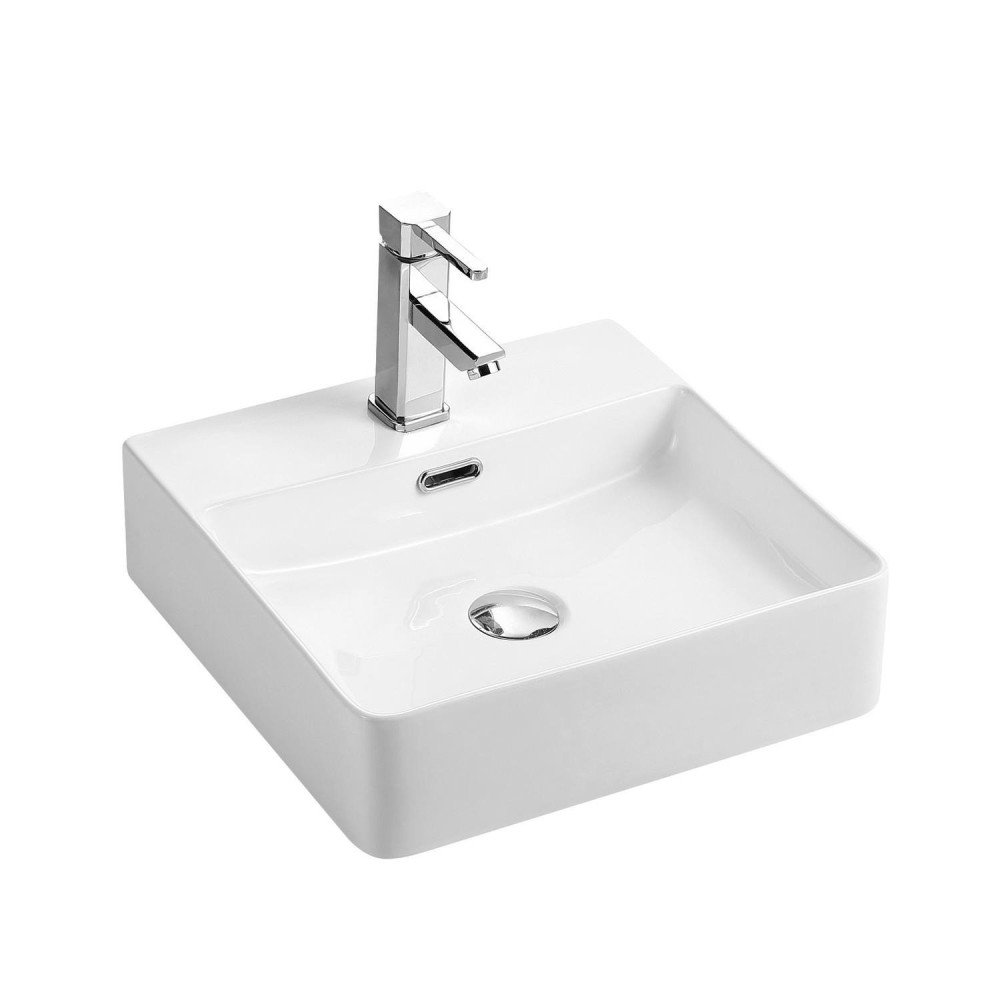 Lavabo sobre encimera de cerámica blanco brillo Vento 42