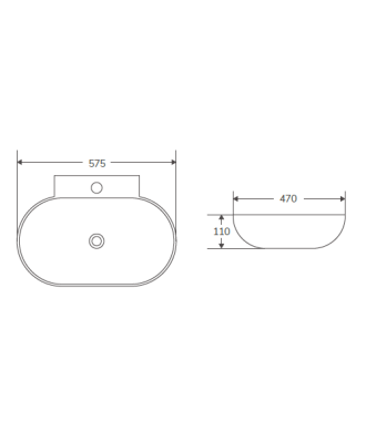 Lavabo sobre encimera de cerámica blanco brillo Vento 56 M