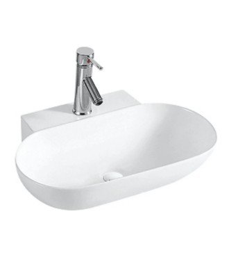 Lavabo sobre encimera de cerámica blanco brillo Vento 56 M